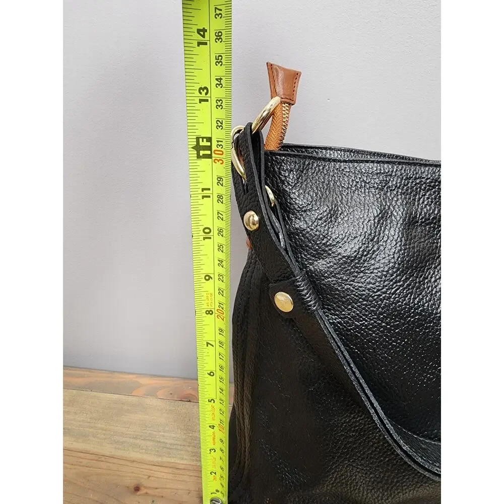 VALENTINA Tradizione Italiana Genuine Leather Black Shoulder Bag Purse - Picture 11 of 14